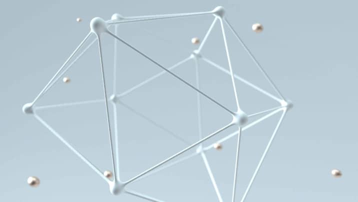 Intersecting lines and circles on a grey background