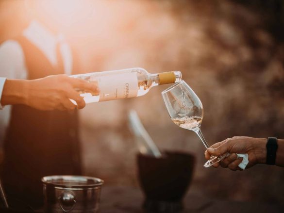 Pouring a glass of wine